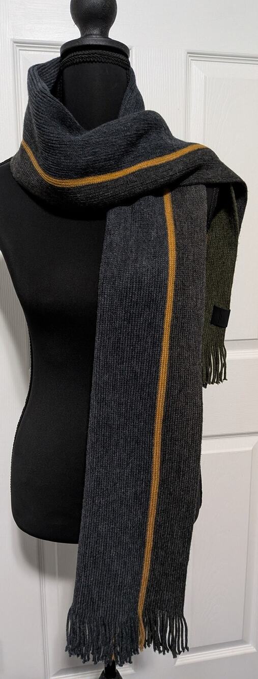 Michael Kors Men's Side Stripe Colorblock Knit Winter Scarf with Fringe